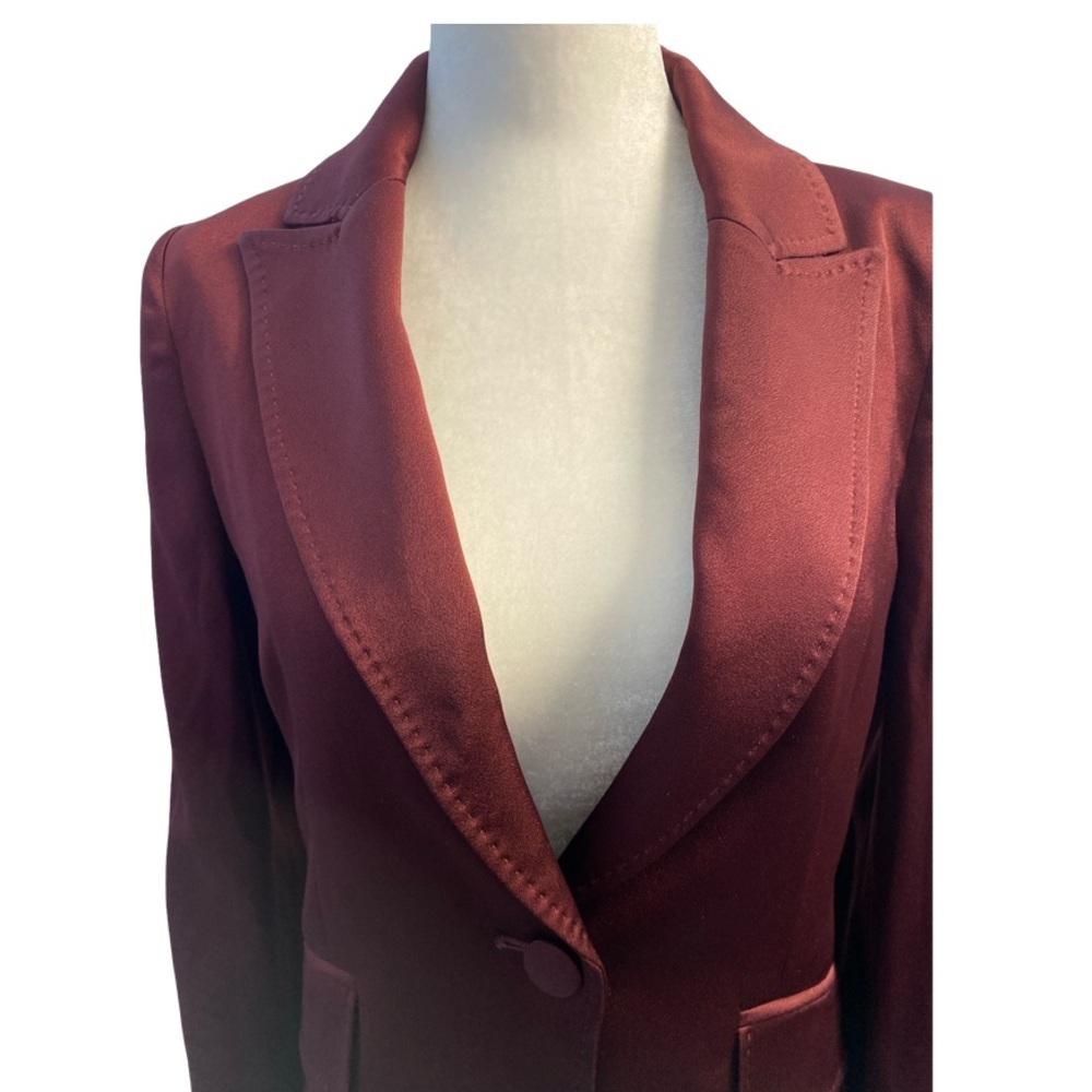 Marella By Max Mara Cognac Satin Jacket Size Small Pit 17 - Picture 9 of 17